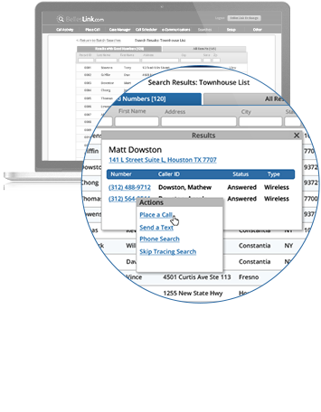 Make calls and send text from batch skip trace results Make calls and send text from batch skip trace results