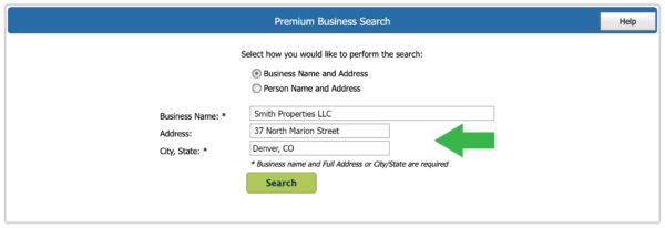Image showing how to use a business search to find LLC owners