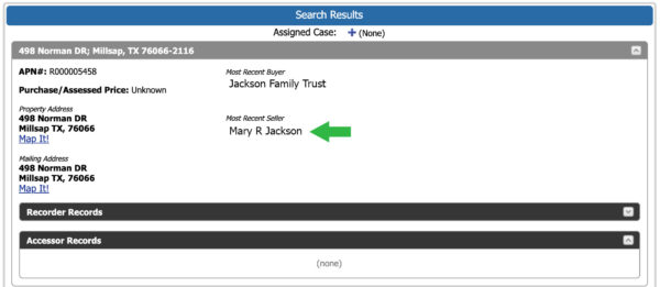 Using property search results for a people search
