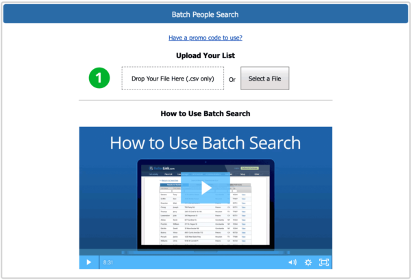 Batch search file upload. 