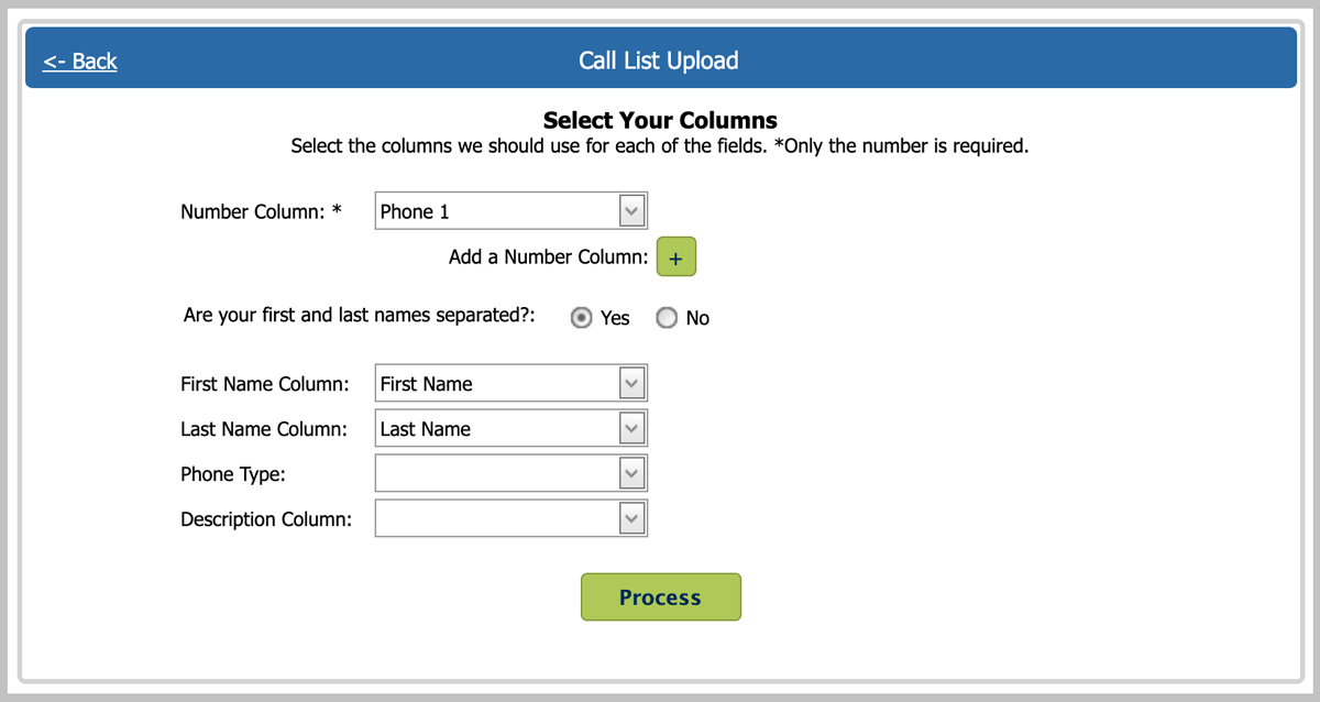 Contact dialer call list uploader