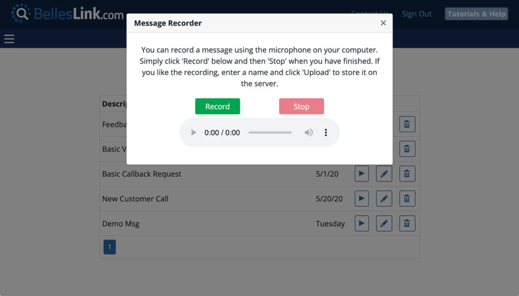 Record a new voicemail drop message.