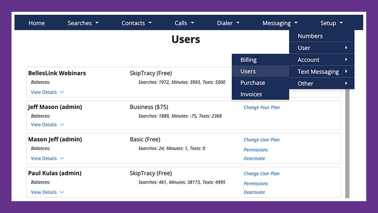 User Settings and Permissions for Admins