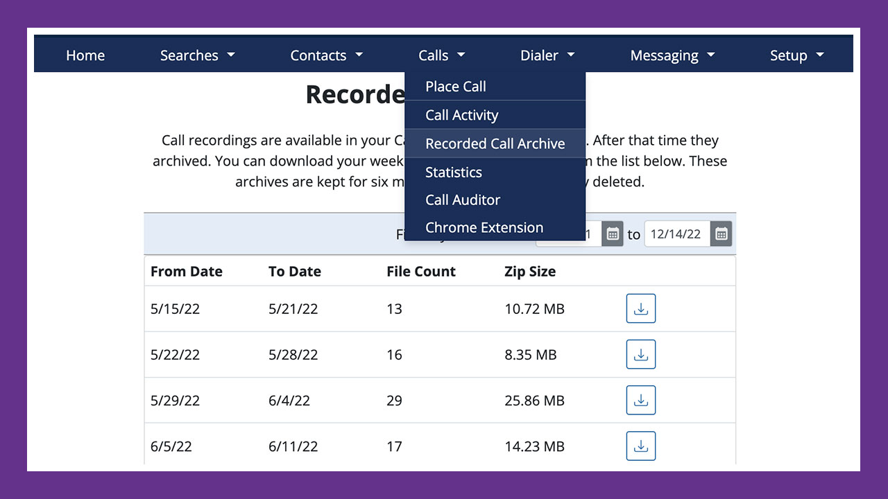 Recorded Calls Archive